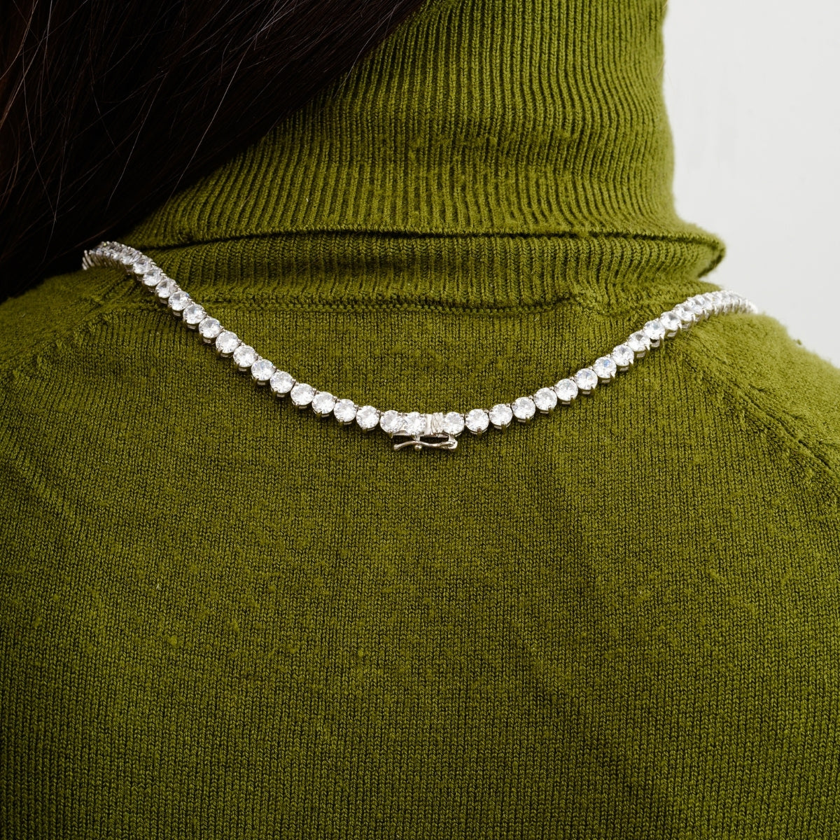 925 Silver CZ Diamonds Accents Tennis Necklace