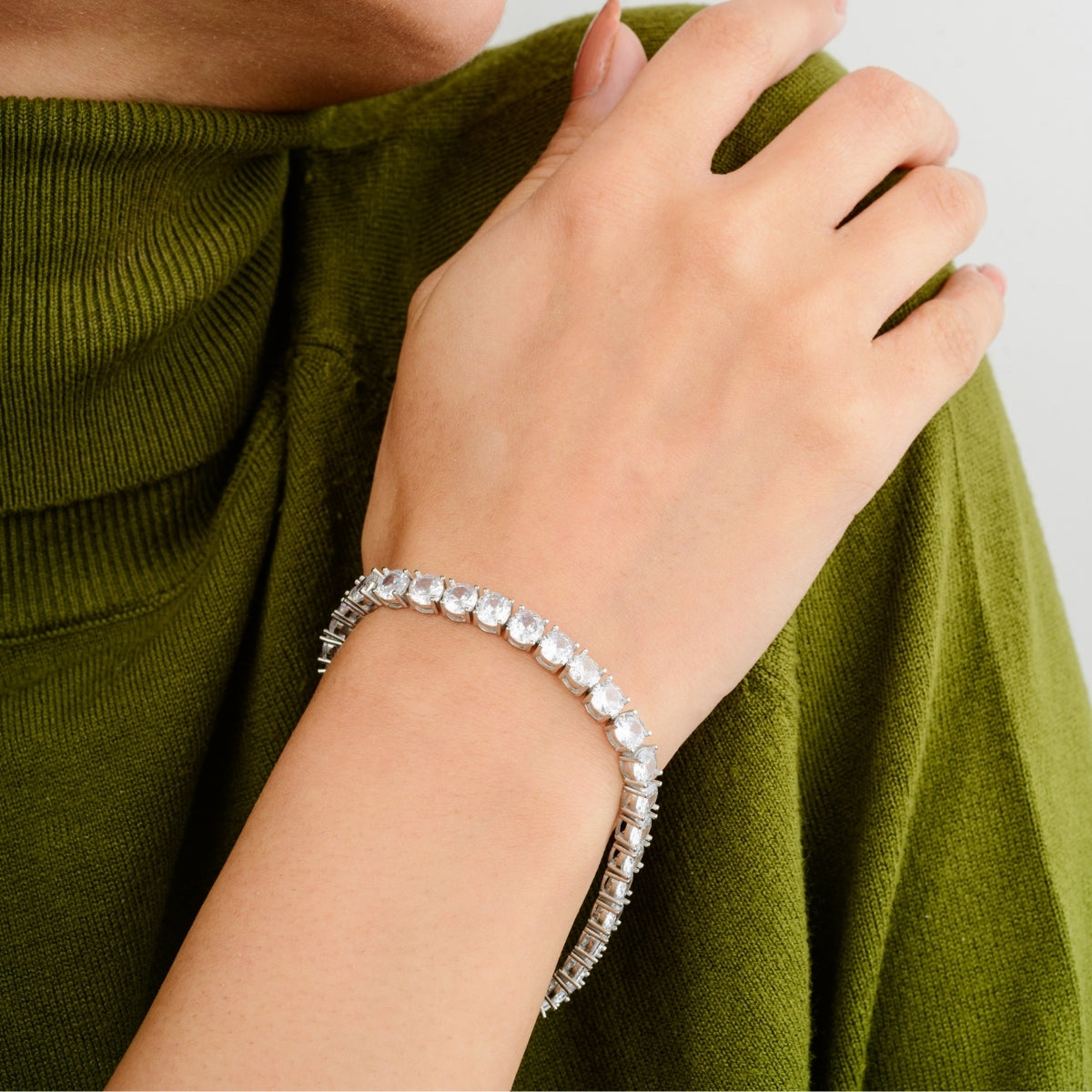 925 Silver Cz Diamonds Prong Setting Tennis Bracelet for Women