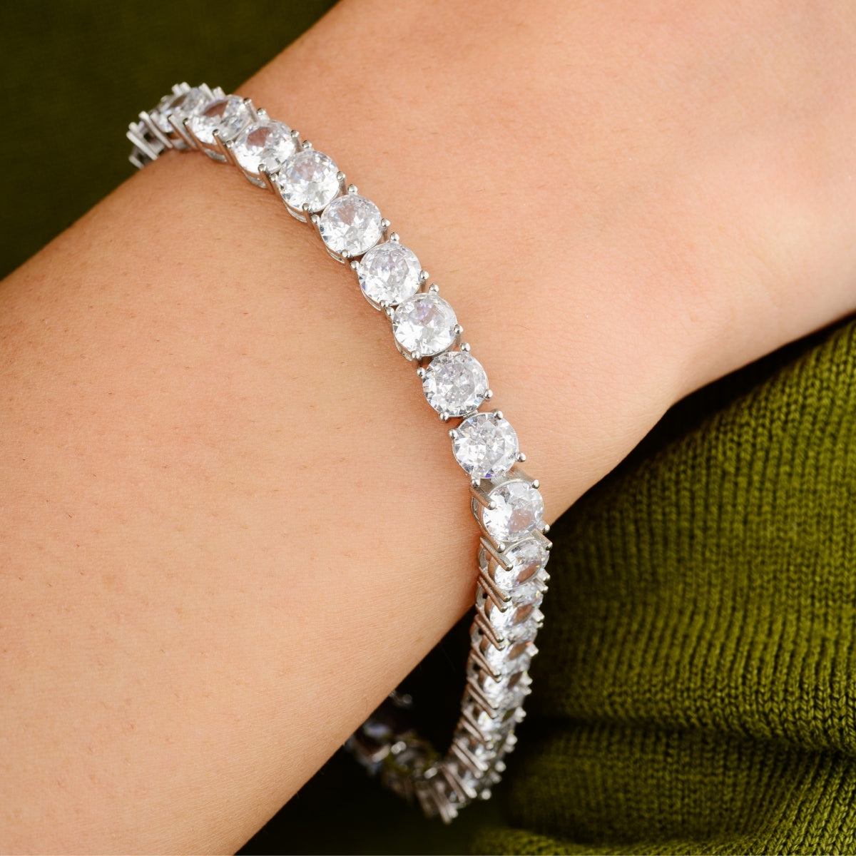 925 Silver Cz Diamonds Prong Setting Tennis Bracelet for Women