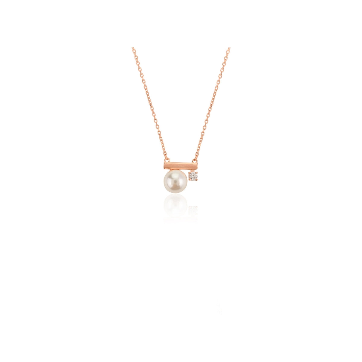 Delicate Pearl Drop Necklace in Rose Gold