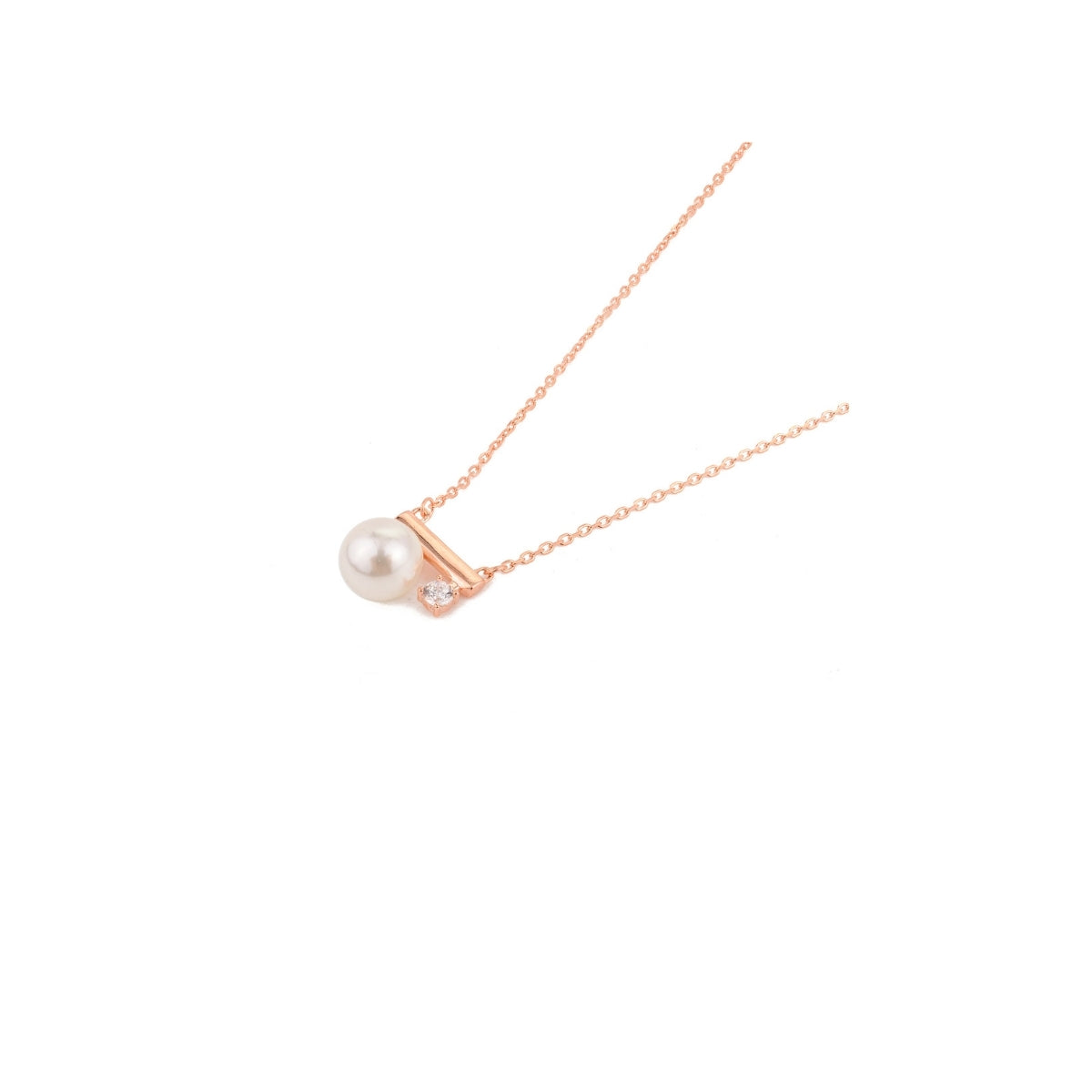 Delicate Pearl Drop Necklace in Rose Gold