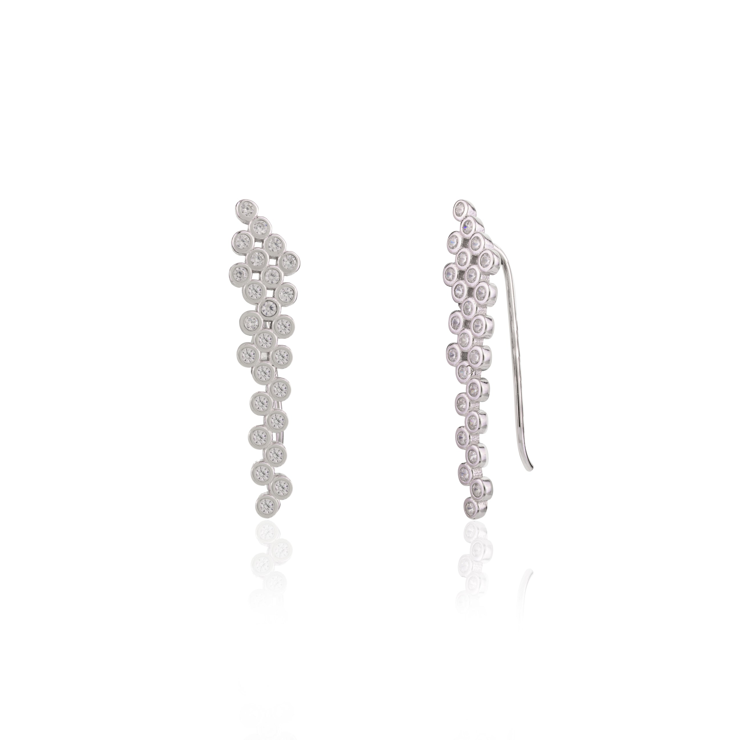 925 Silver Ear Cuffs with Elegant Round Bezel Set CZ Diamonds