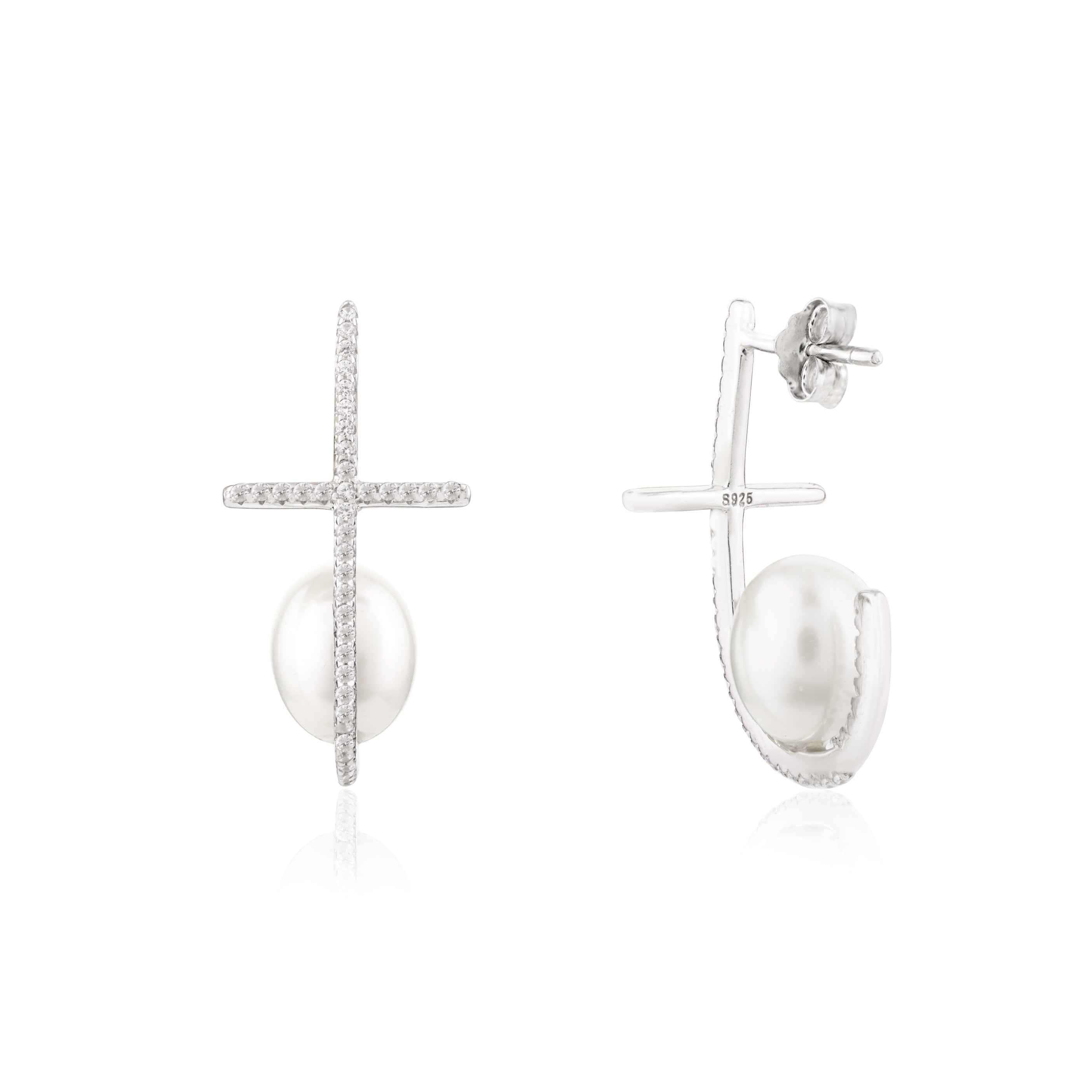 925 Silver Freshwater Pearl Drop Earrings