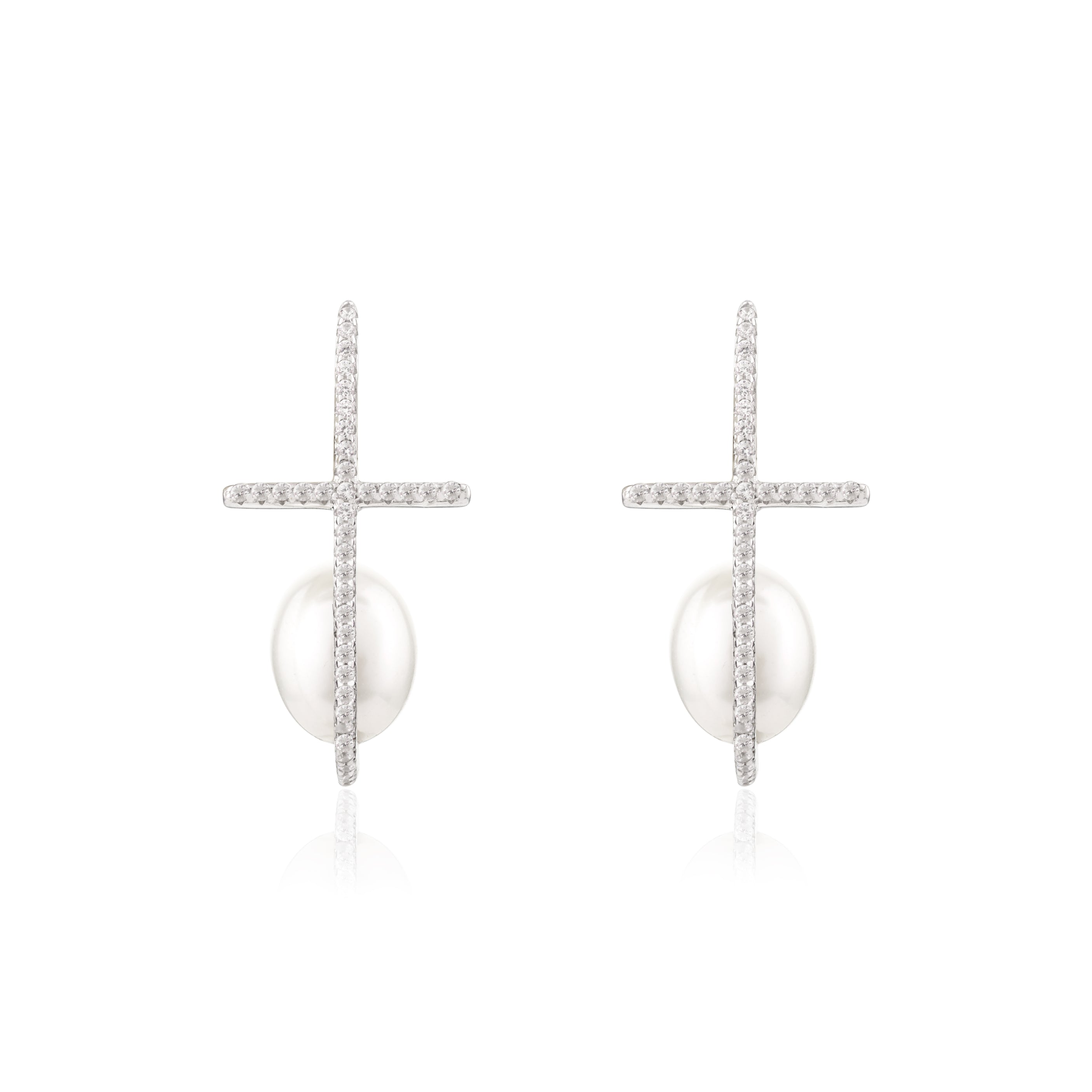 925 Silver Freshwater Pearl Drop Earrings