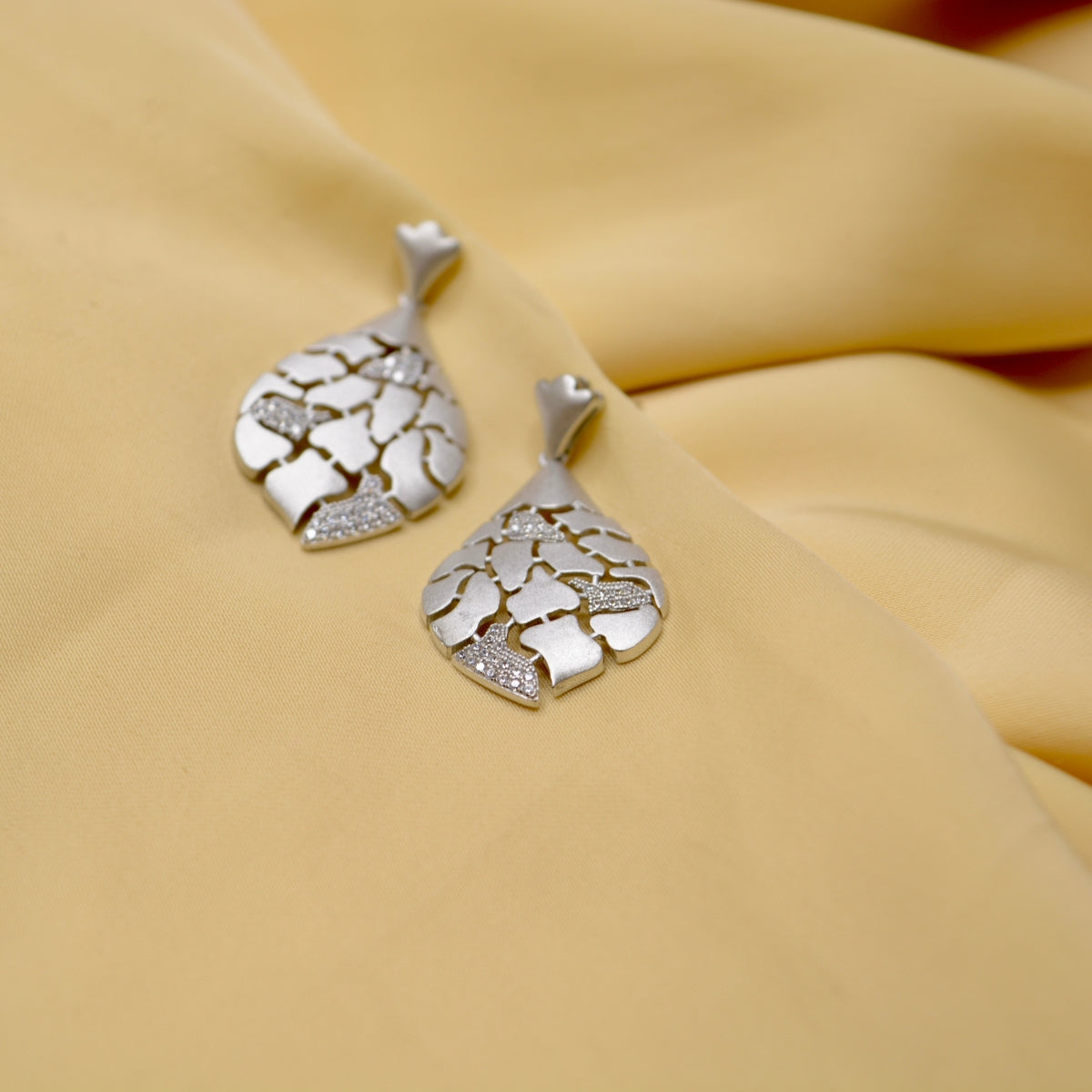925 Silver Leaf Pendant Necklace with Earrings