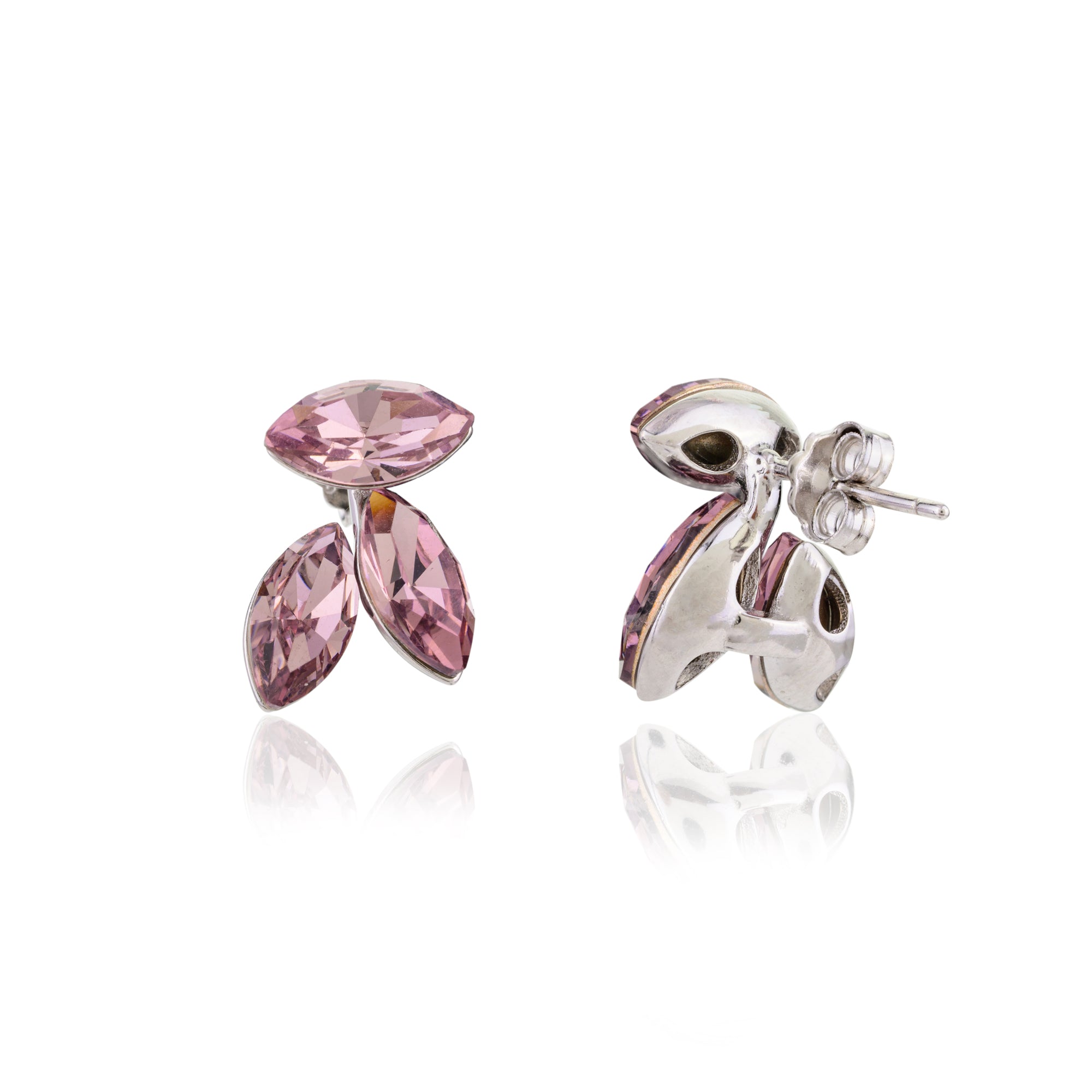 925 Silver Light Pink Marquise Stud Earrings