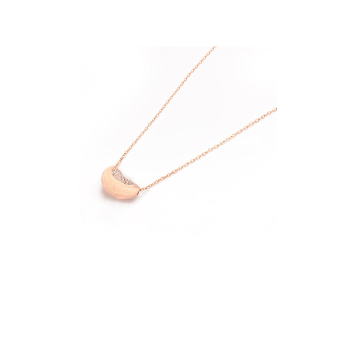 925 Silver Necklace with Stunning Rose Gold Bean Cashew Pendant