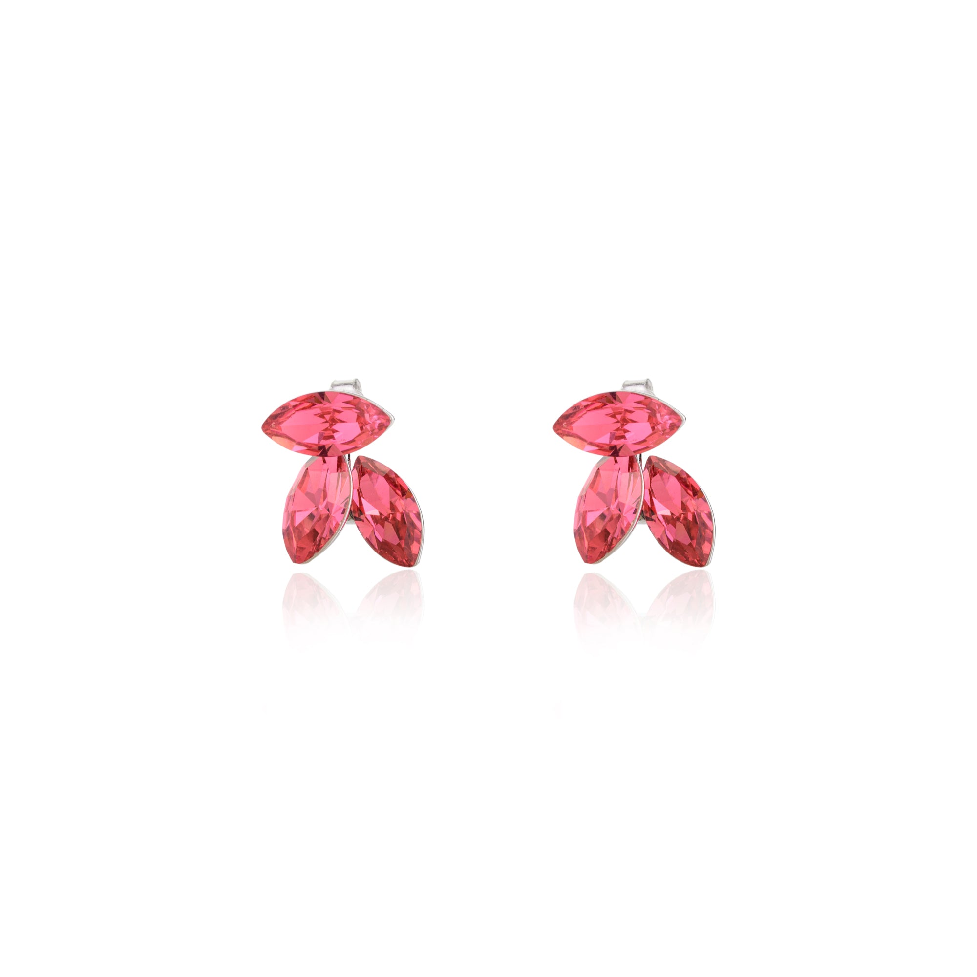 925 Silver Pink Crystal Stud Earrings