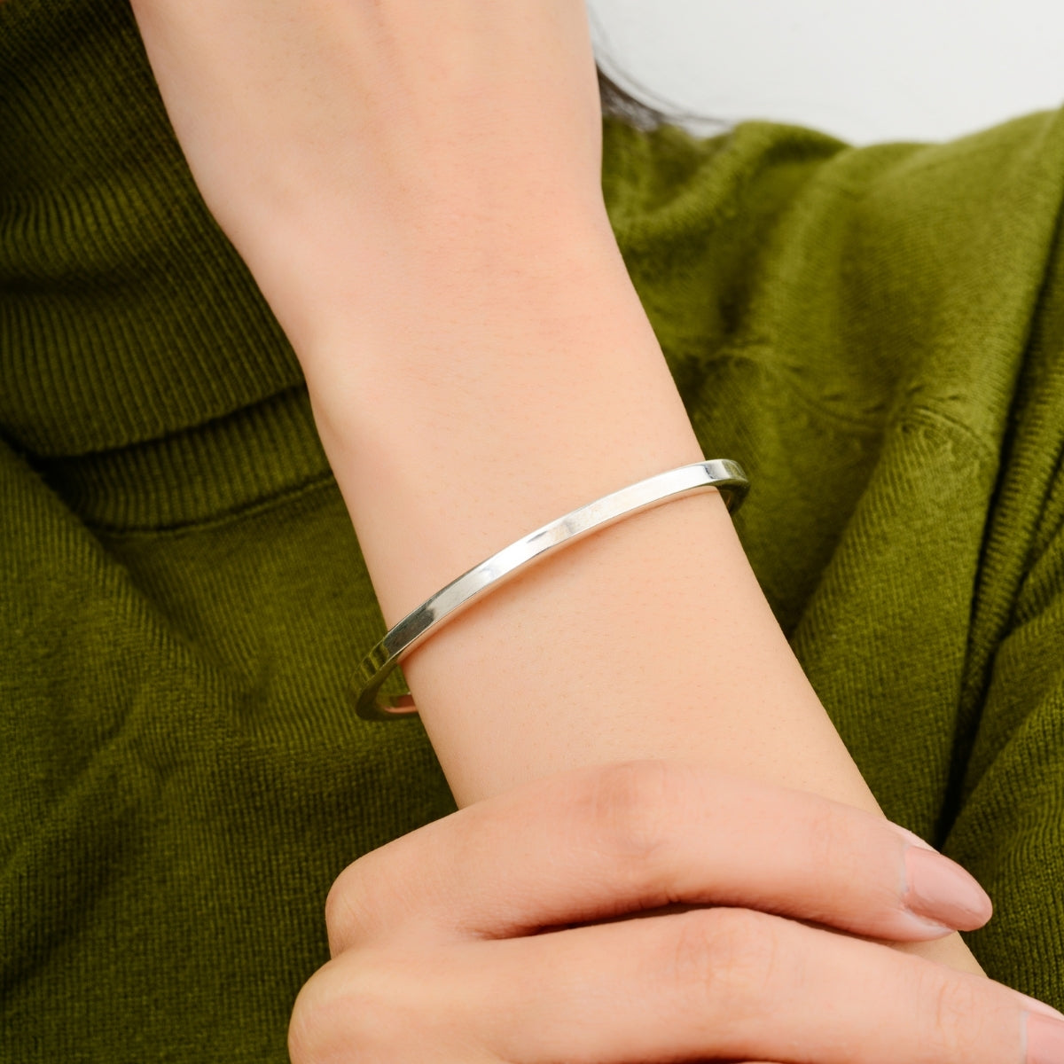 925 Silver Solid Cuff Bangle for Women