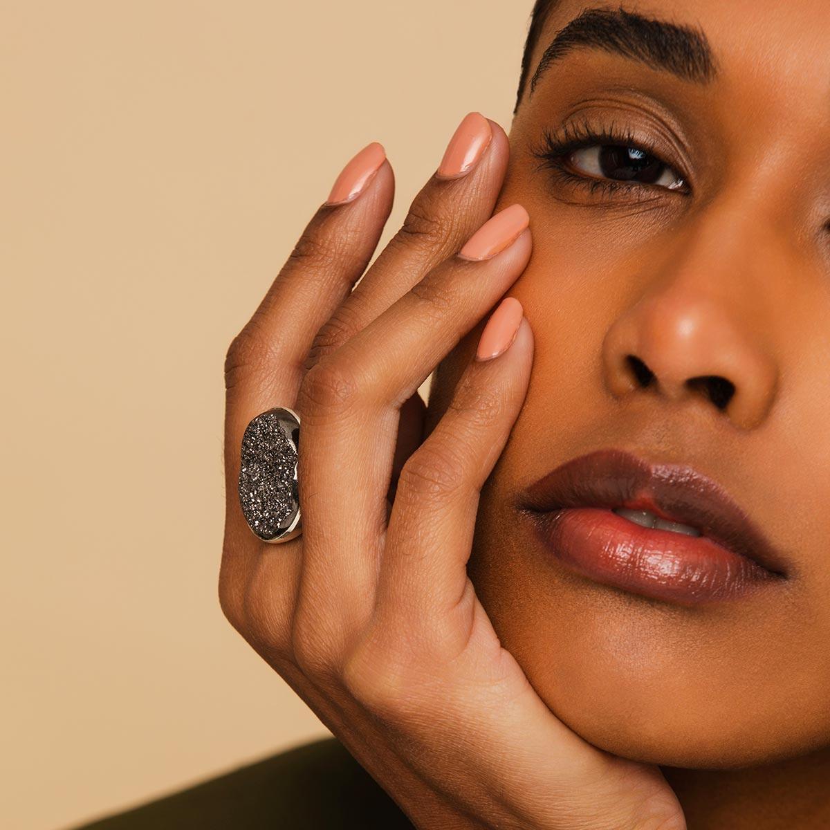 Black Onyx Glitter Ring