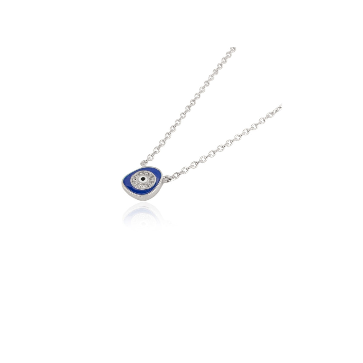 Blue Evil Eye Protection Silver Necklace for Women