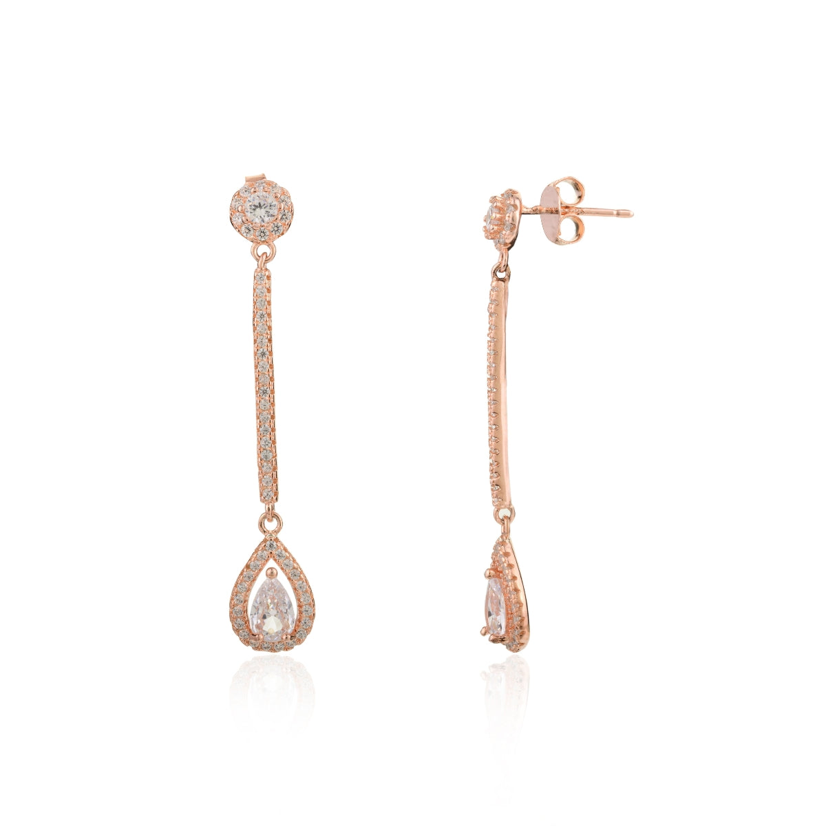 Rose gold Pear Cut Drop Earrings