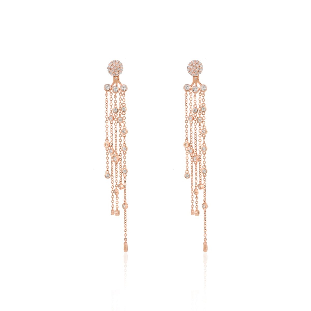 Rose gold Tassel Droplets Chain Earrings