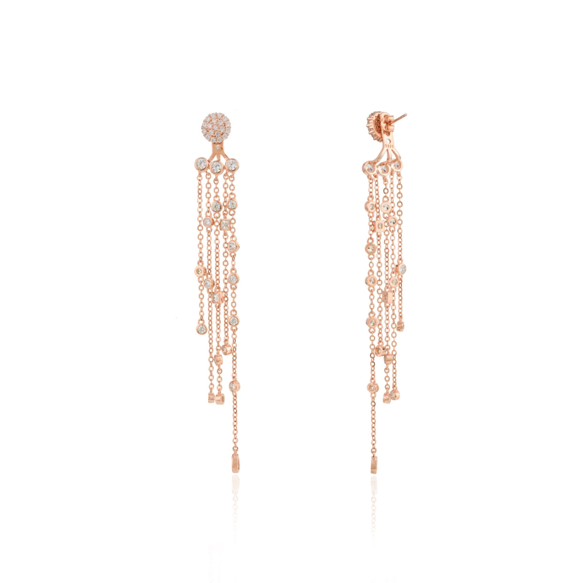 Rose gold Tassel Droplets Chain Earrings