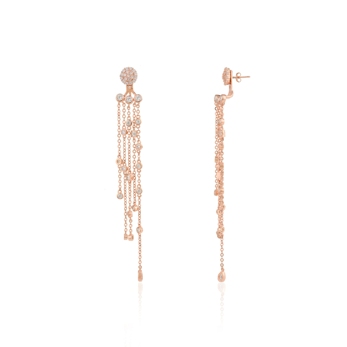 Rose gold Tassel Droplets Chain Earrings