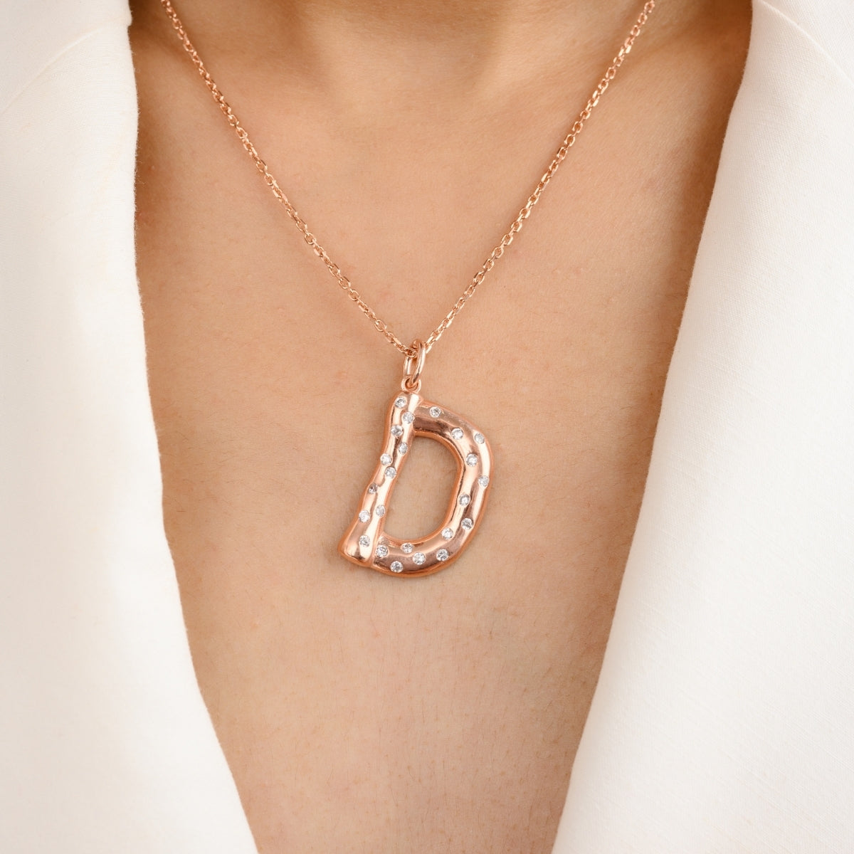 D Letter Charm Pendant Necklace