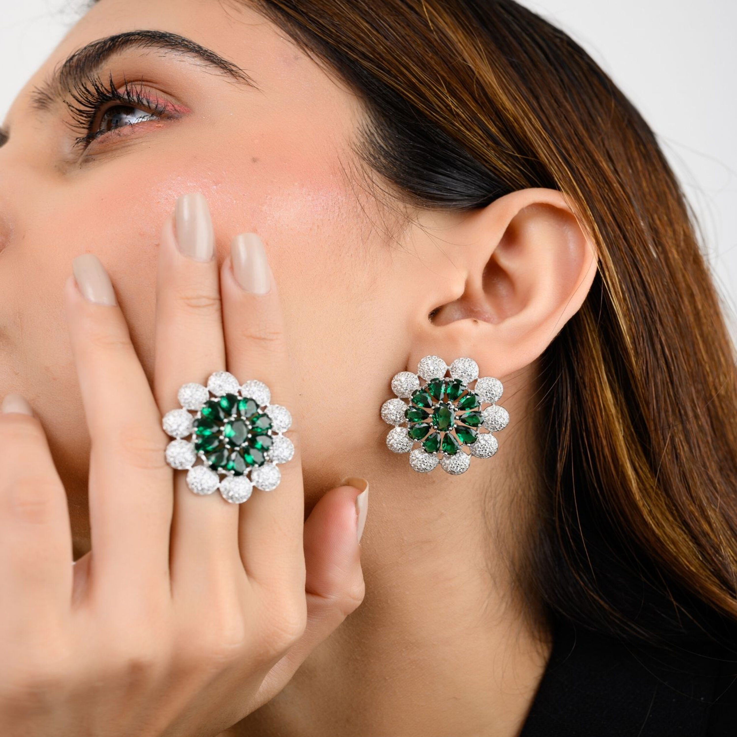 CZ Emerald Statement Studs