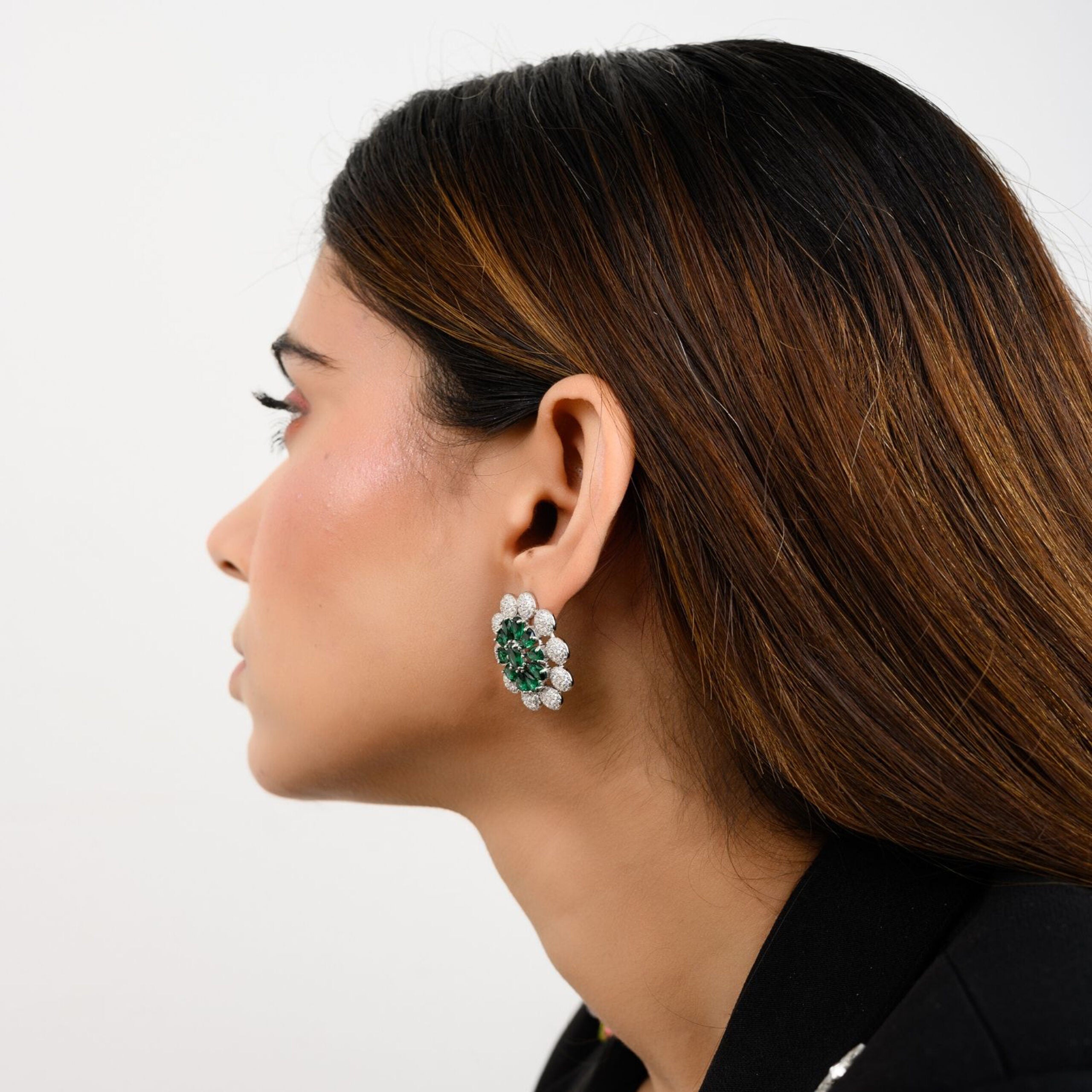 CZ Emerald Statement Studs