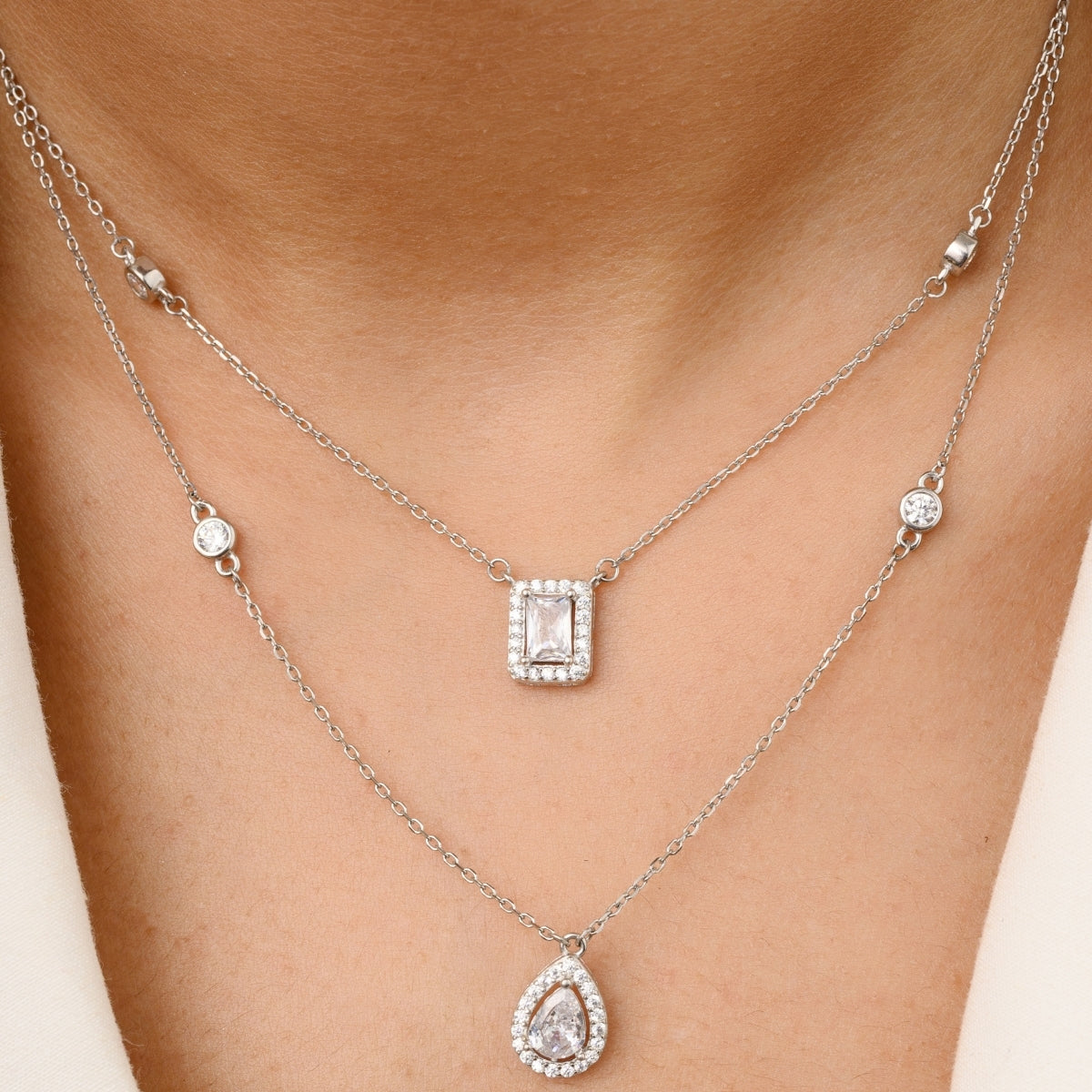 Double Layered Diamond Necklace