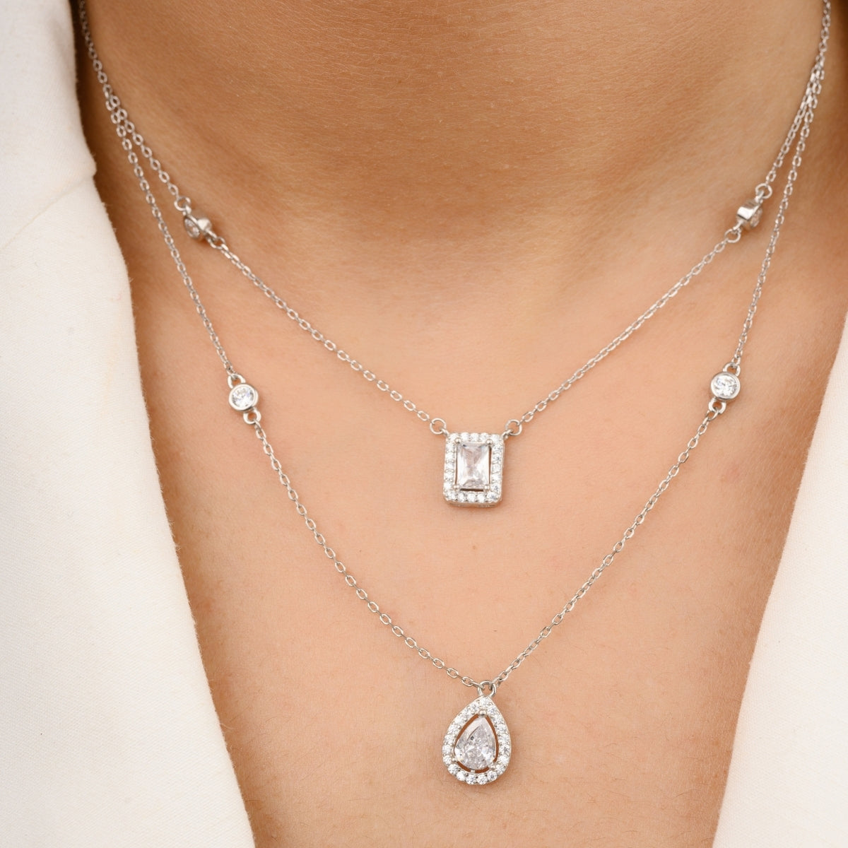 Double Layered Diamond Necklace