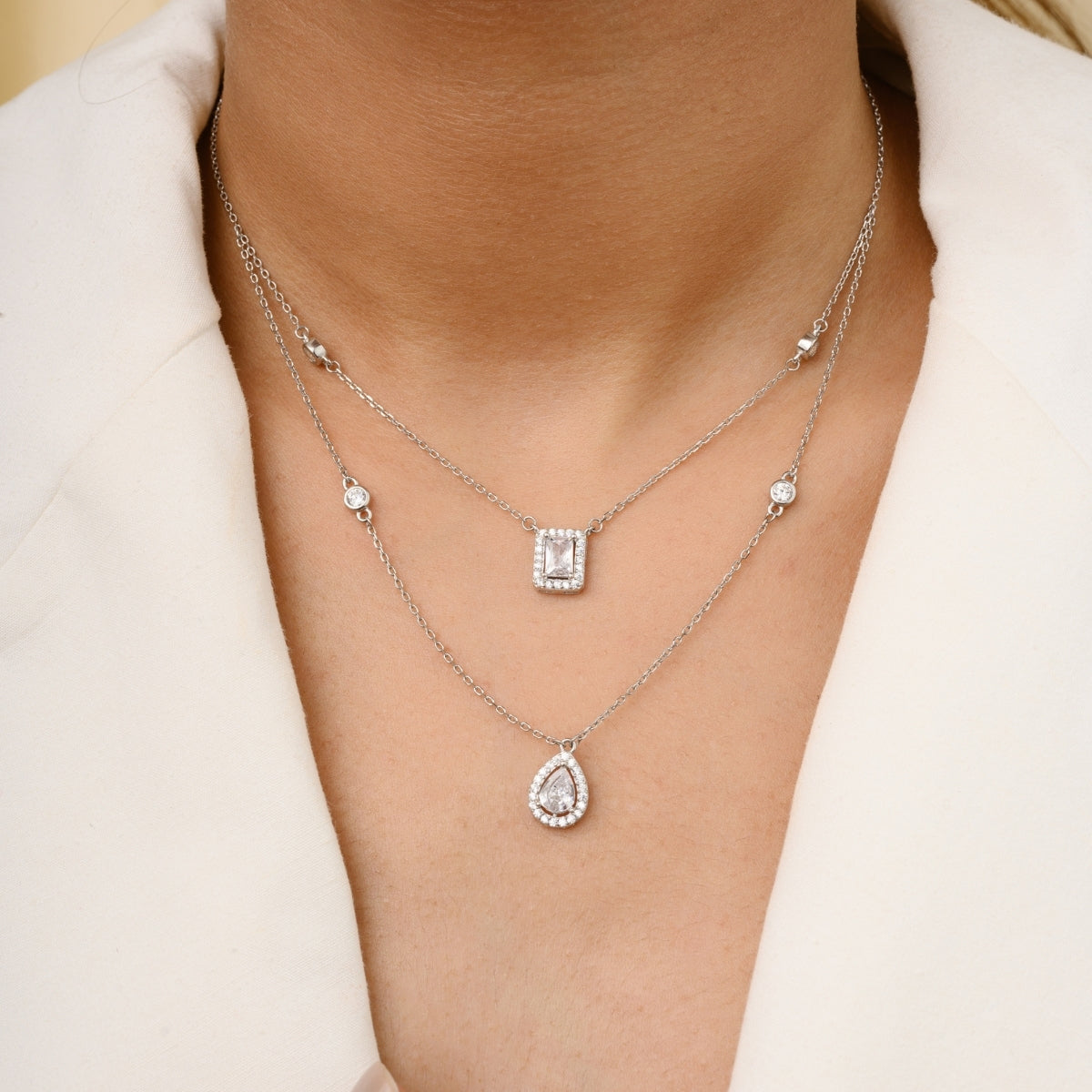 Double Layered Diamond Necklace