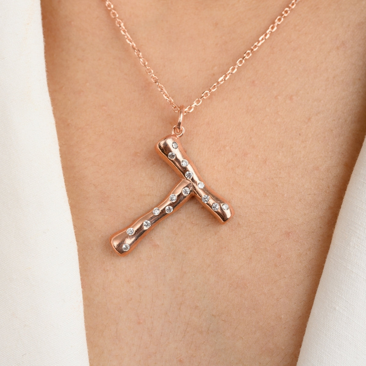 T Letter Alphabet Silver Necklace