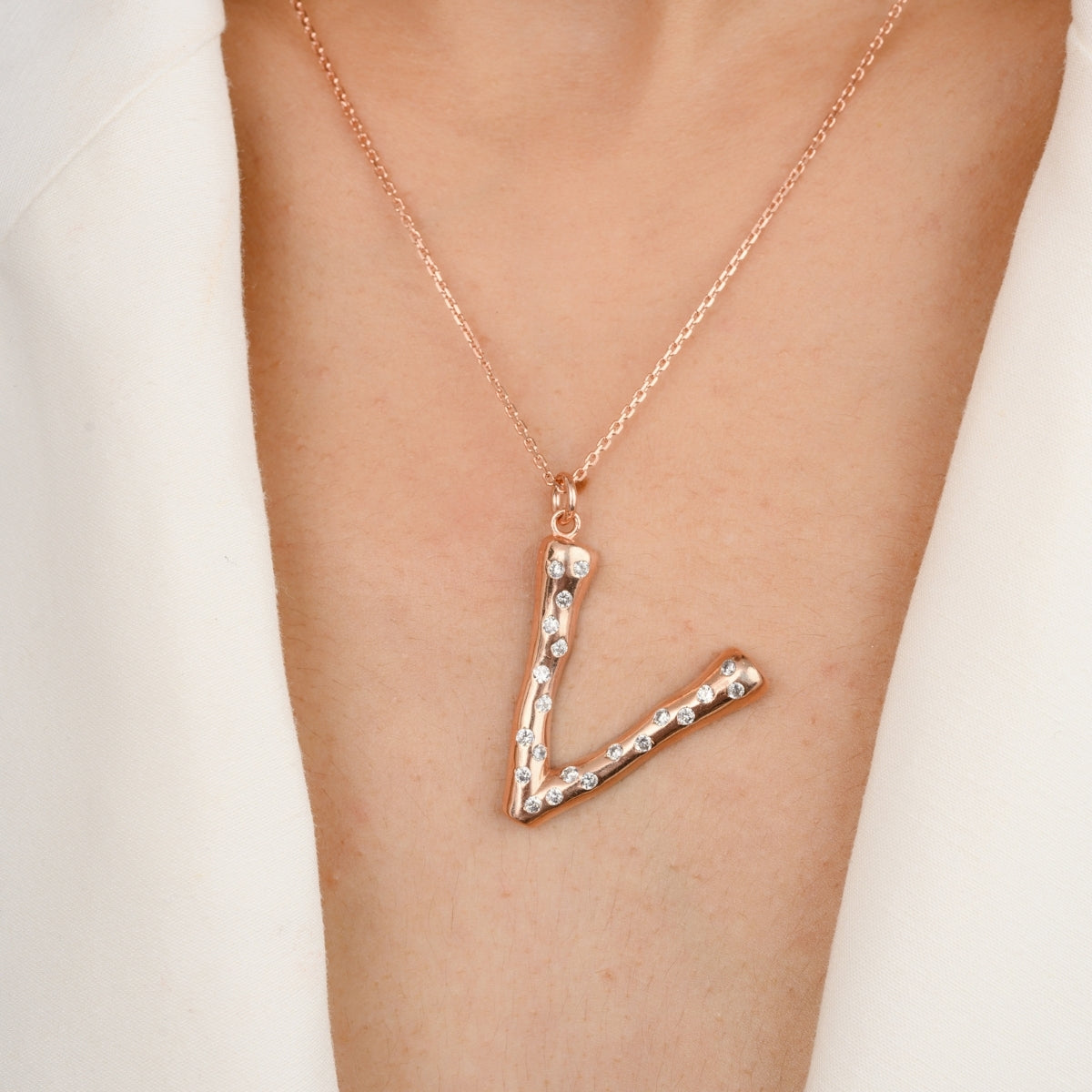 V Letter Alphabet Necklace Chain