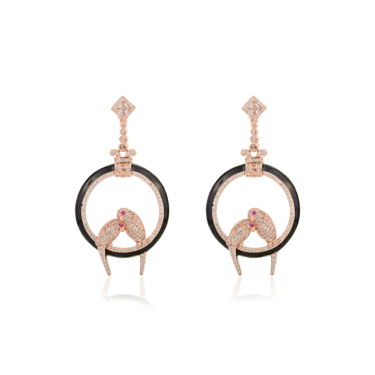 Rose gold Love Birds Earrings