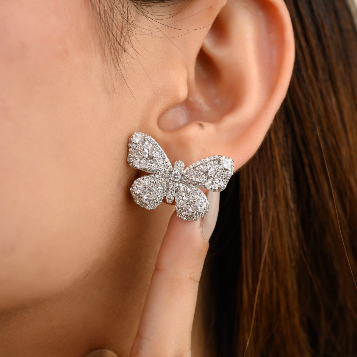 Silver Butterfly Stud Earrings