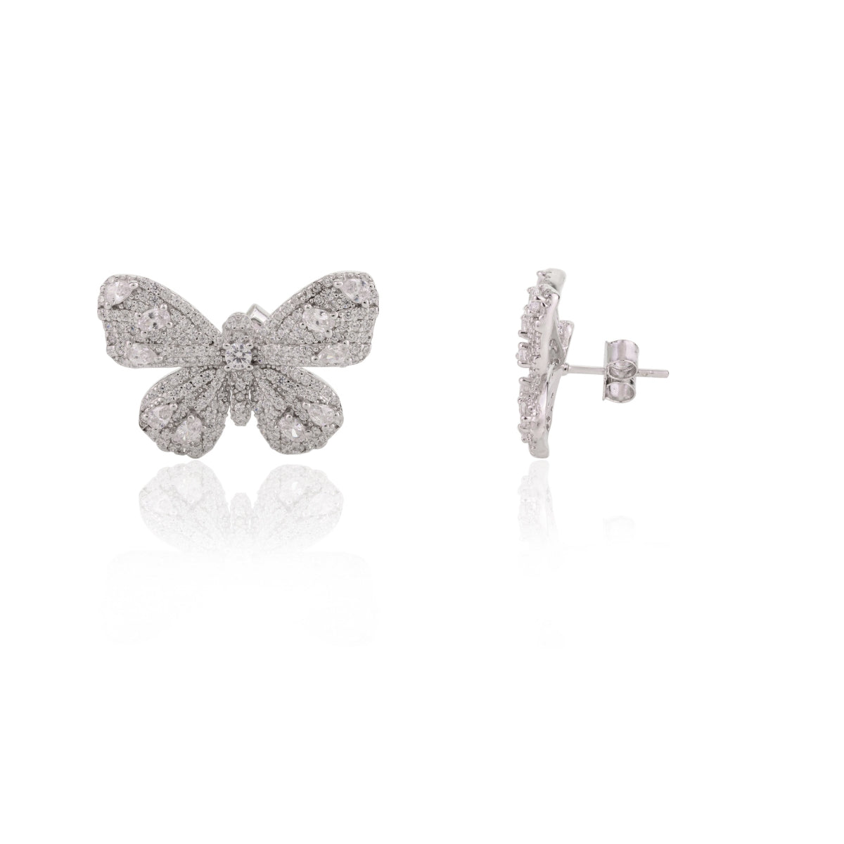 Silver Butterfly Stud Earrings