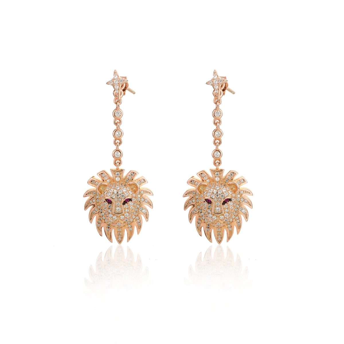 Rose gold Lion Charm Leo Earrings