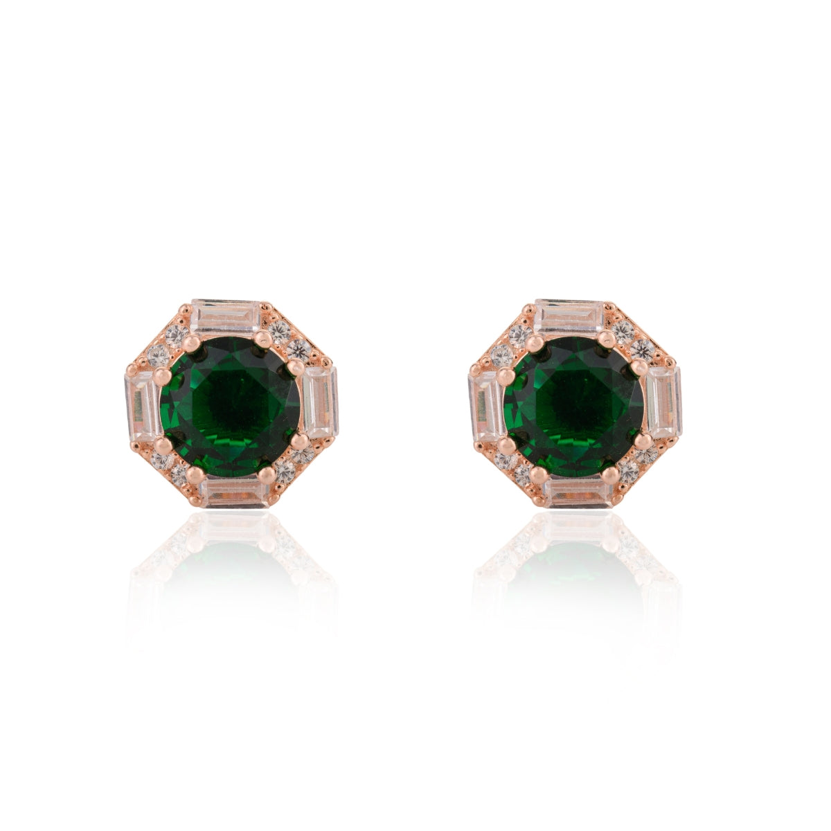 Rose gold Emerald Stud Earrings