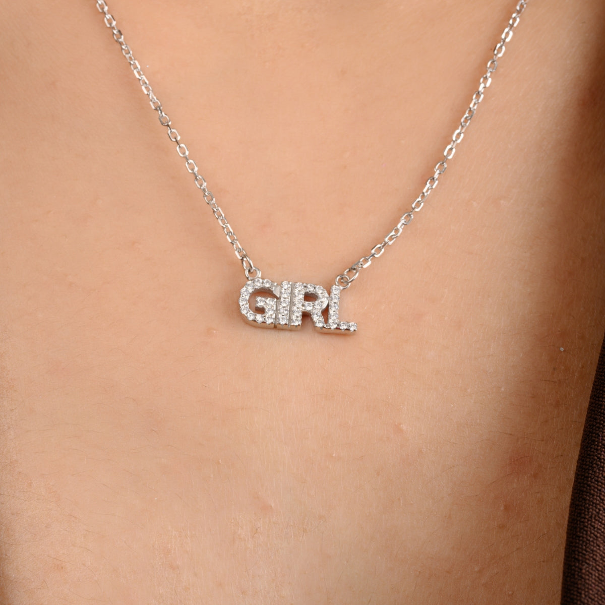 Cz Decor Girl Pendant Necklace