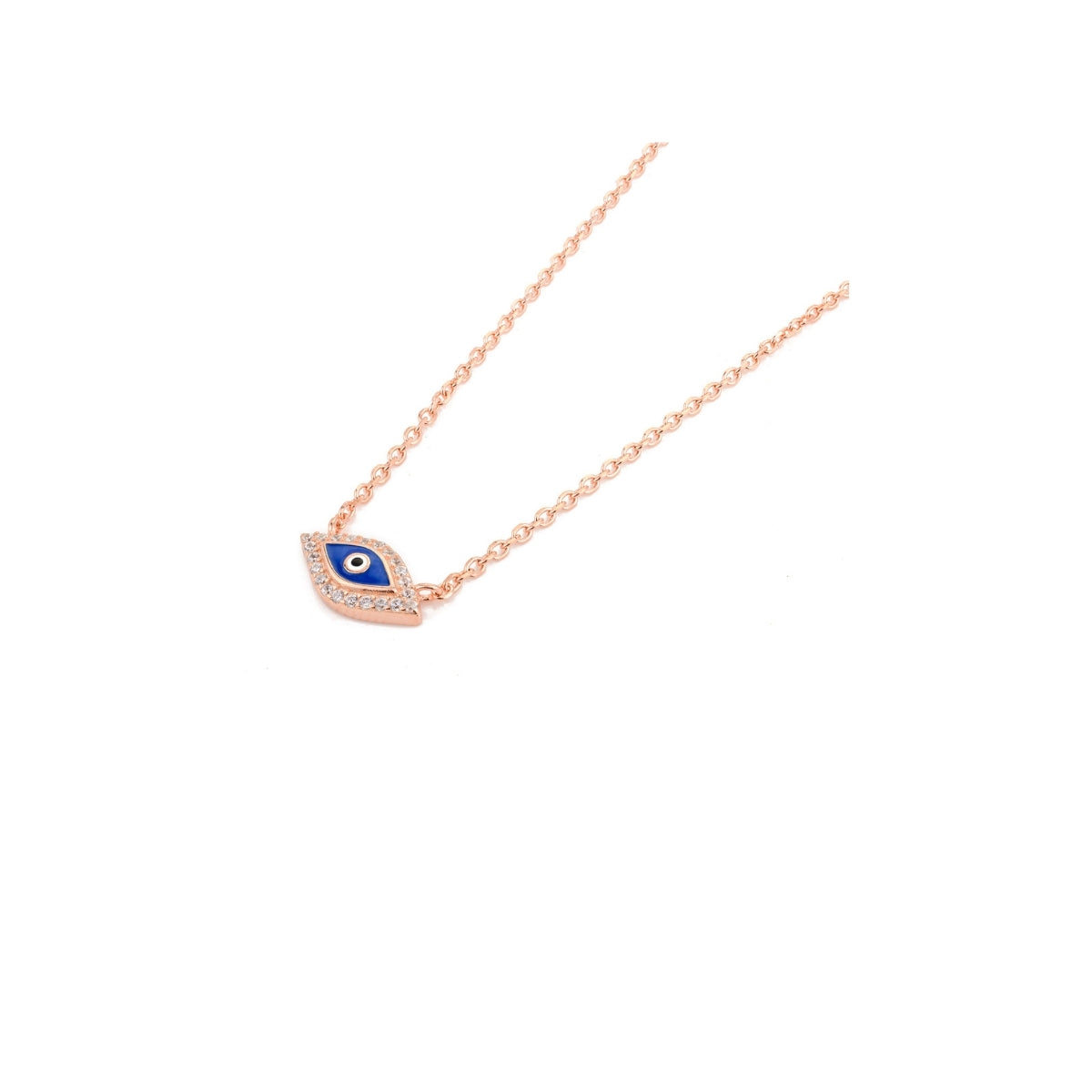 Dainty Silver Necklace in Rose Gold Evil Eye Charm