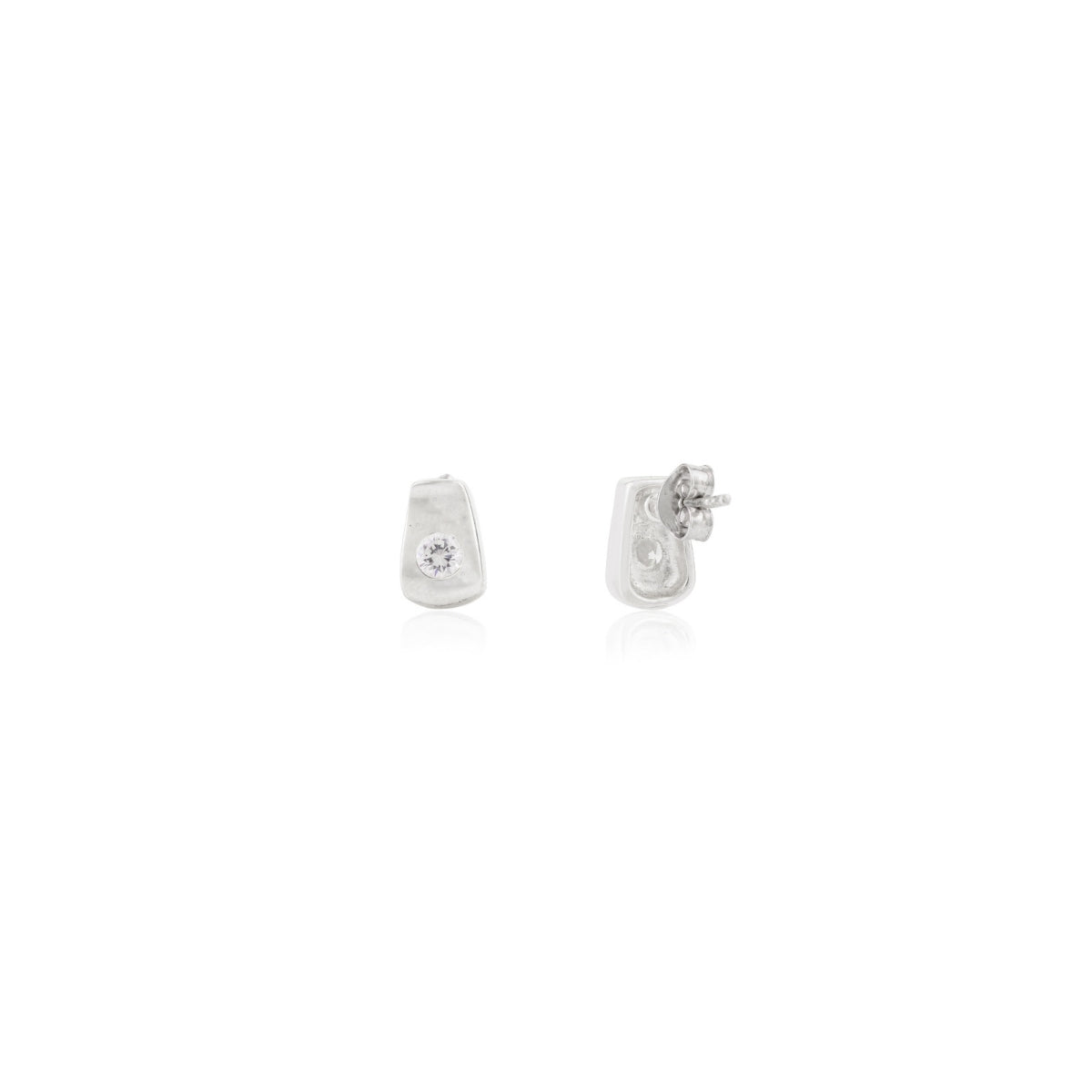Delicate CZ Diamond Dainty Silver Stud Earrings