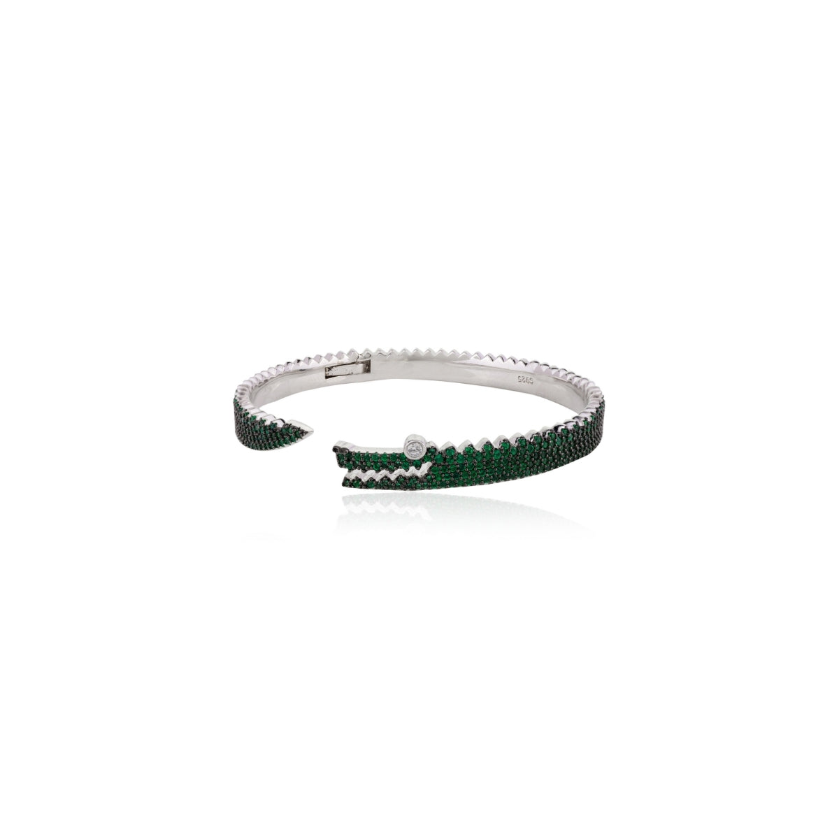 Elegant Green Crocodile Silver Bangle / Bracelet for Women