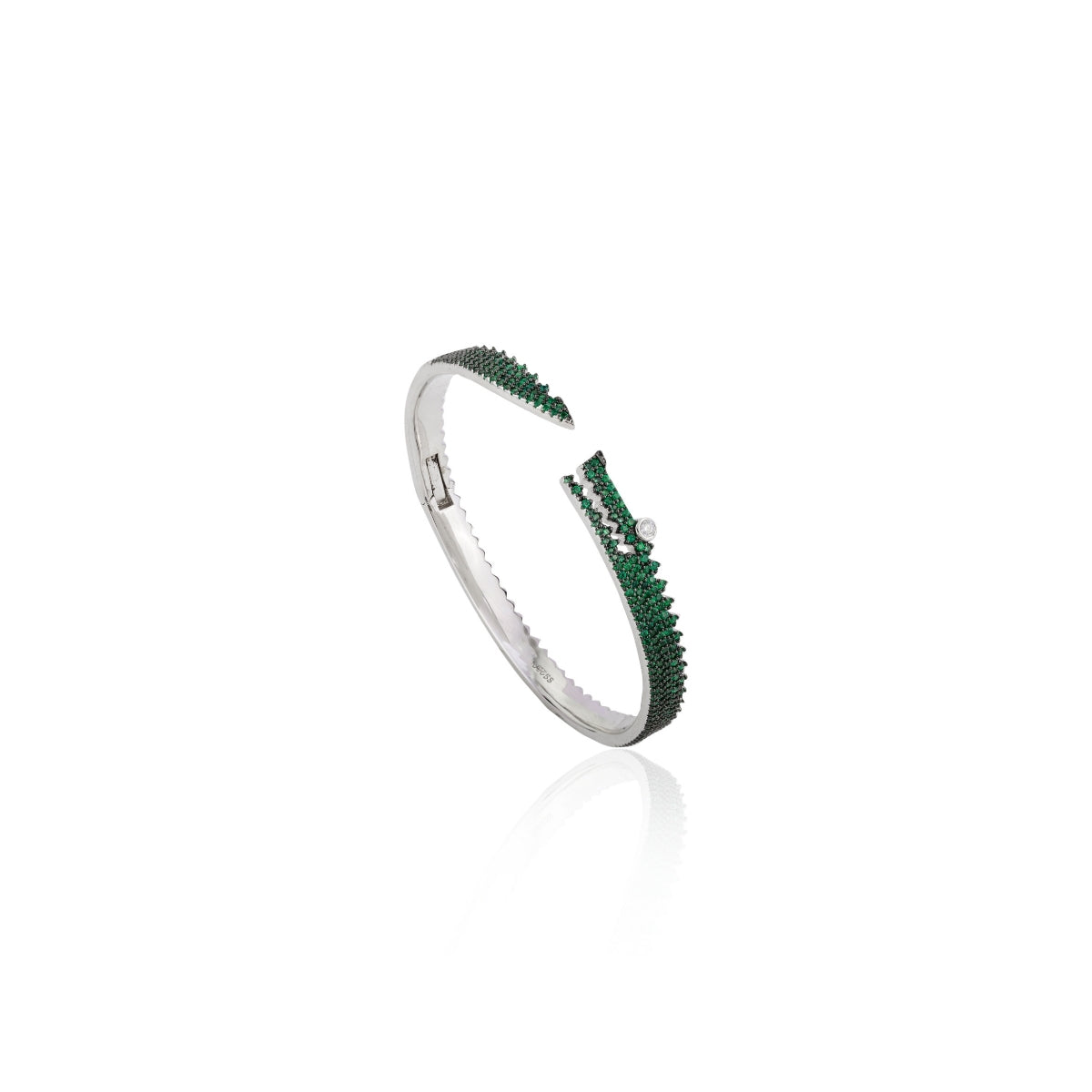 Elegant Green Crocodile Silver Bangle / Bracelet for Women