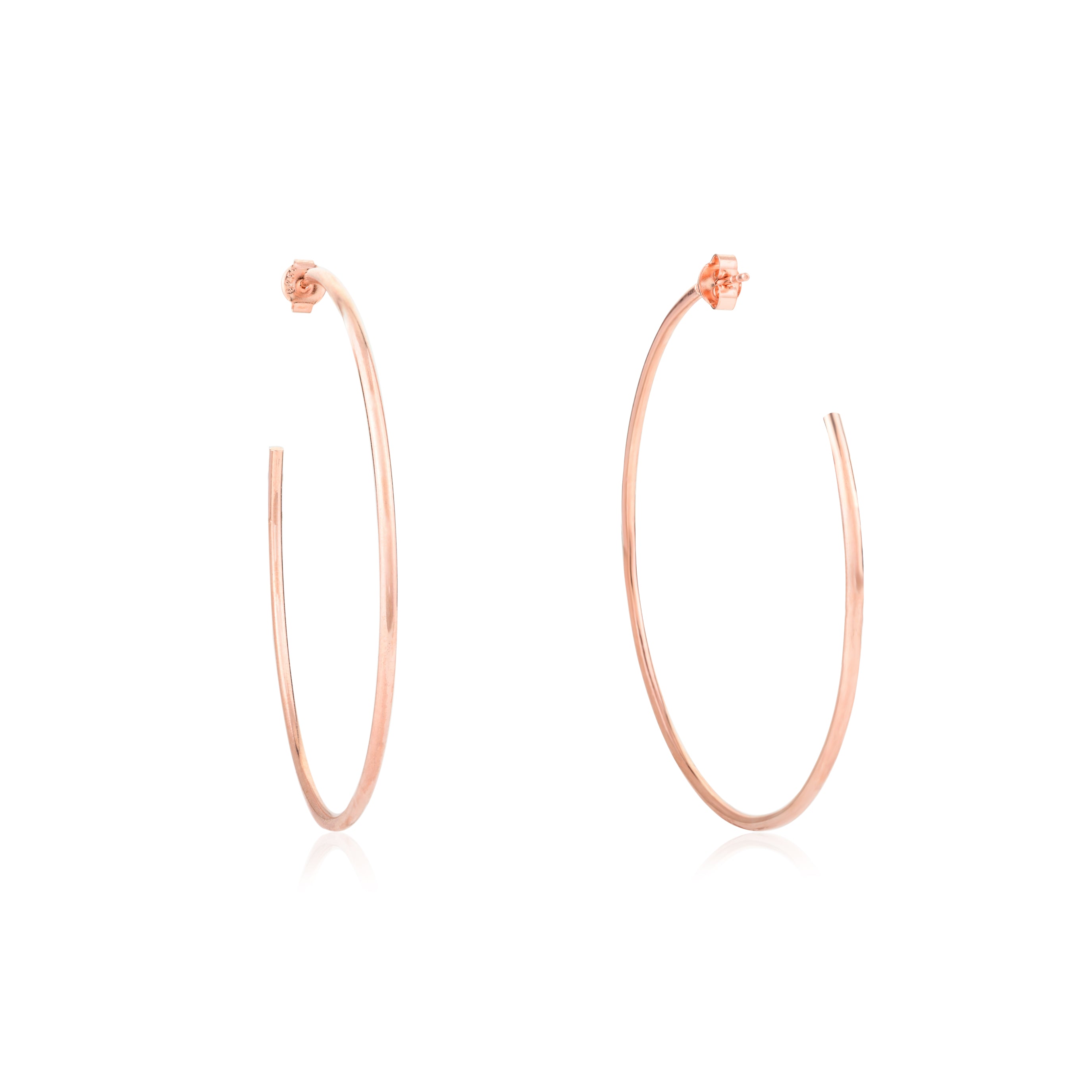 Elegant Rose Gold Circle C Hoop Earrings in 925 Silver