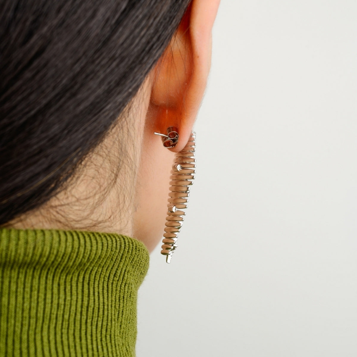 Elegant Silver Leaf Zigzag Dangler Earrings