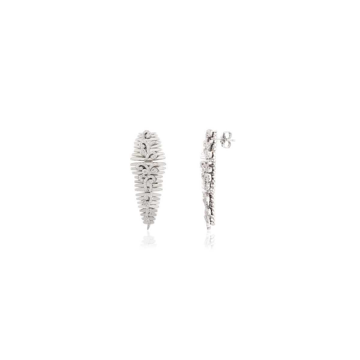 Elegant Silver Leaf Zigzag Dangler Earrings