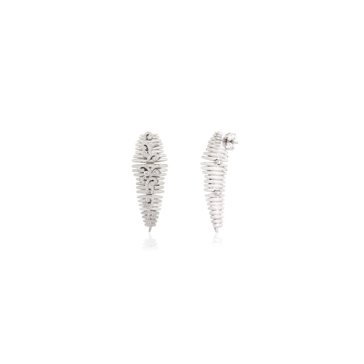 Elegant Silver Leaf Zigzag Dangler Earrings