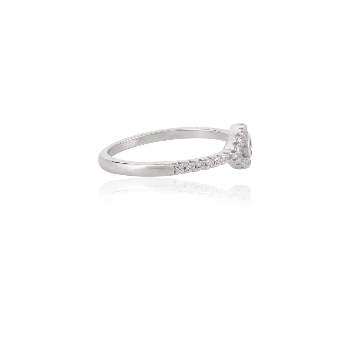 Evil Eye Stackable Silver Ring