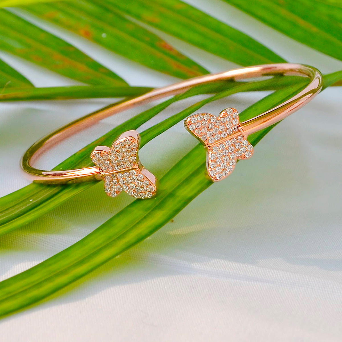 Rose Gold Studded Butterfly Cuff Bracelet for Women