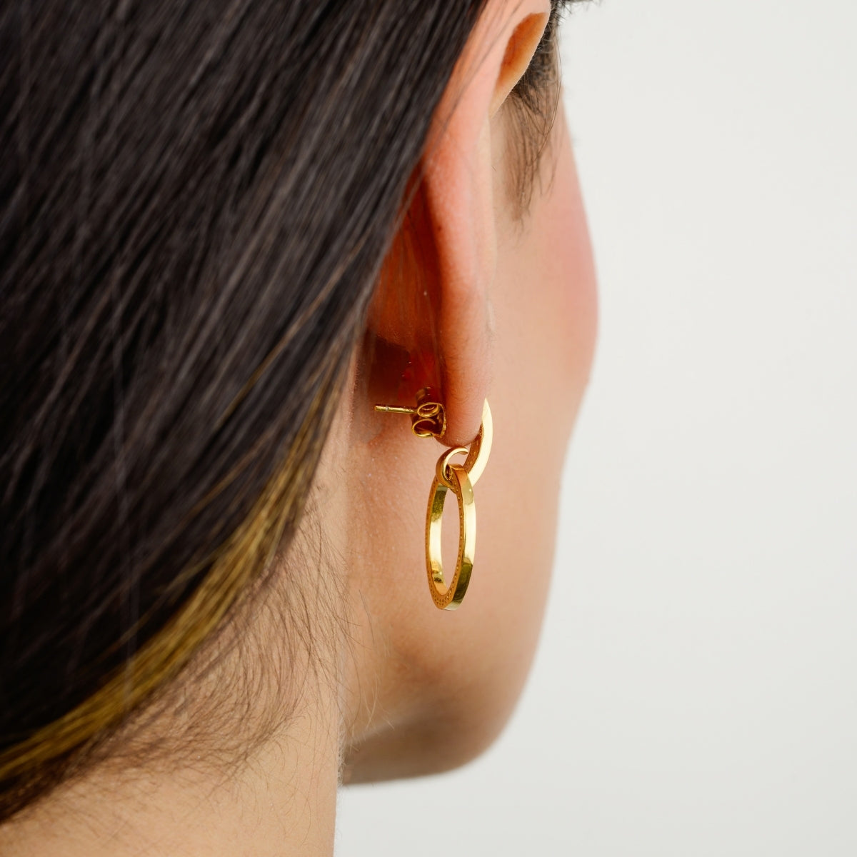 Gold Finish Circle Drop Earrings in 925 Silver