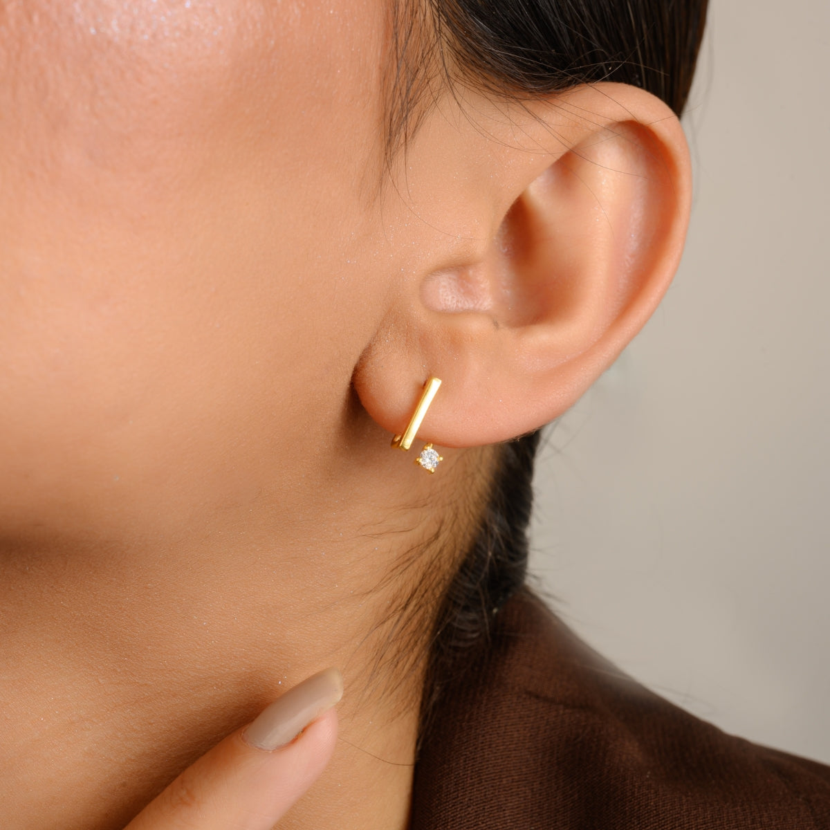 Gold Bar Dainty Stud Earrings