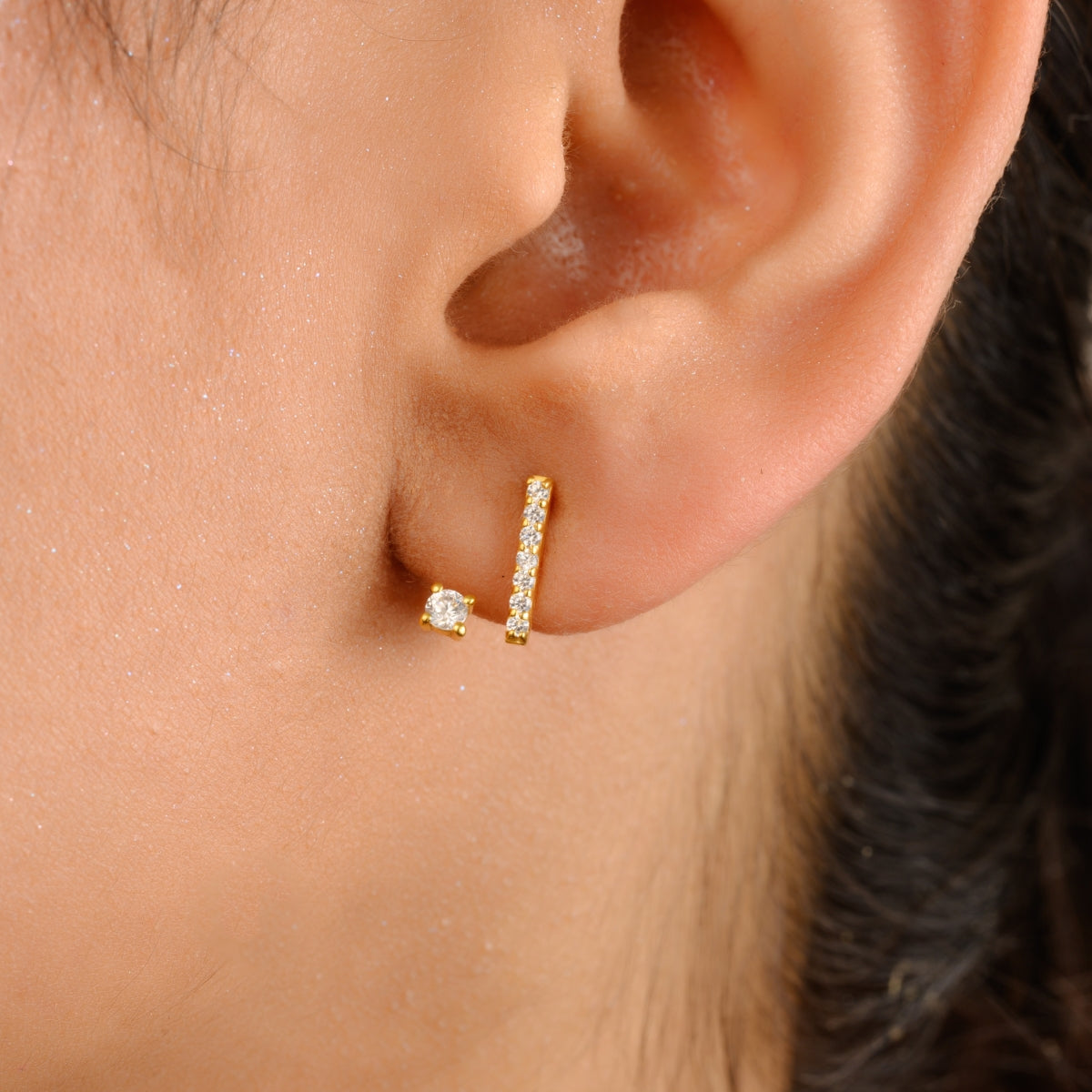 Gold Finish Dainty Stud Earrings