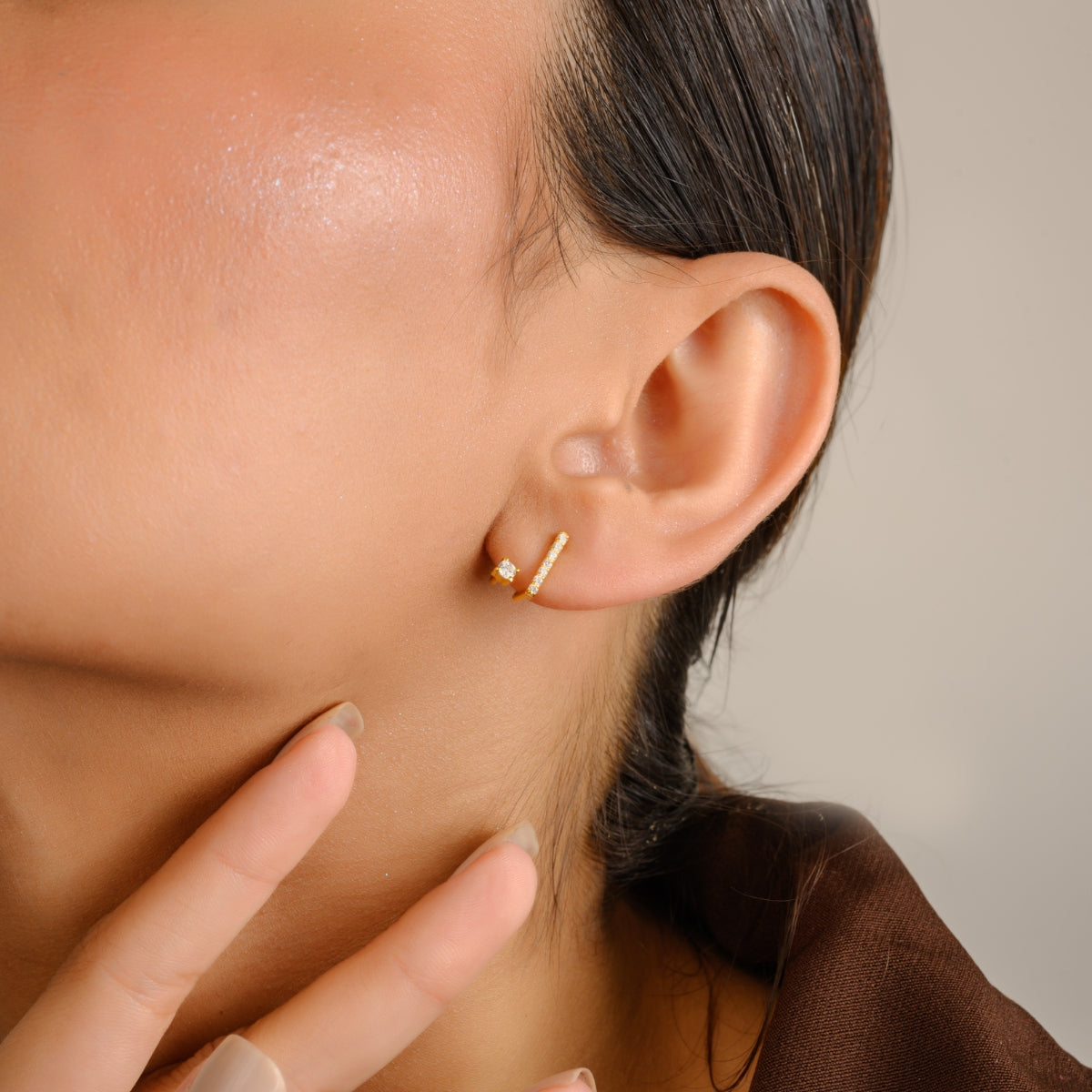 Gold Finish Dainty Stud Earrings