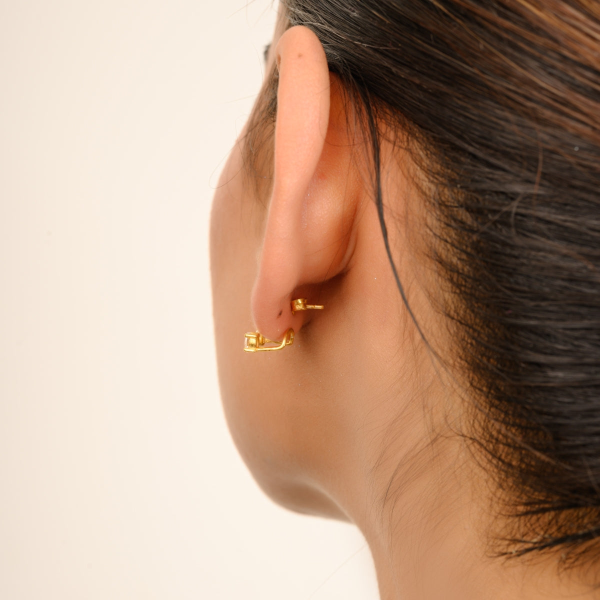 Gold Finish Dainty Stud Earrings
