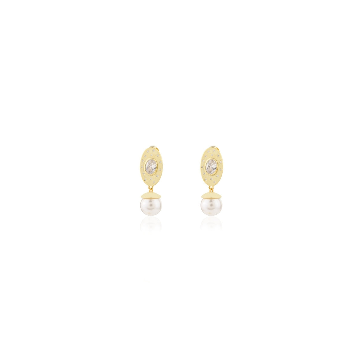 Gold finish Pearl Drop Silver Stud Earrings