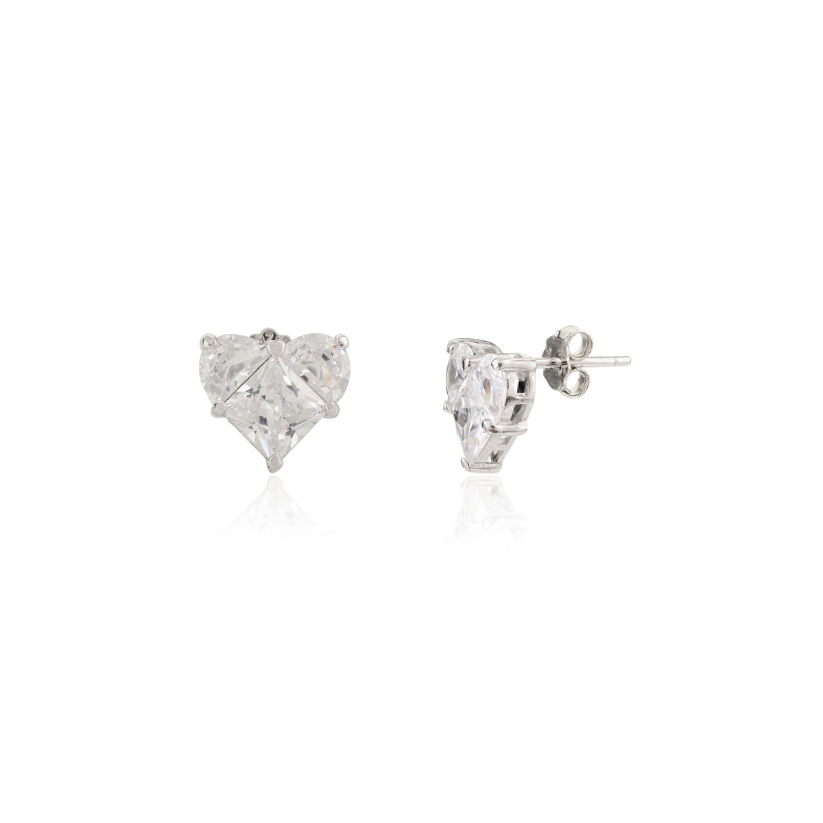 Heart Shape Silver Stud Earrings